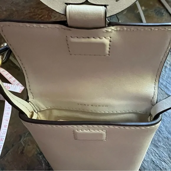 Tory Burch Nano Mini Miller Leather Logo Crossbody Phone Off White Bag